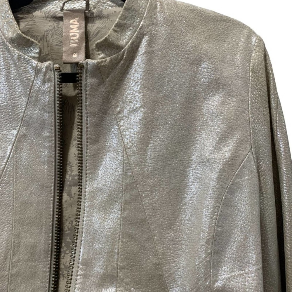 Doma Metallic Leather Motor Jacket Gold Silver Genuine Leather soft S - Picture 10 of 10